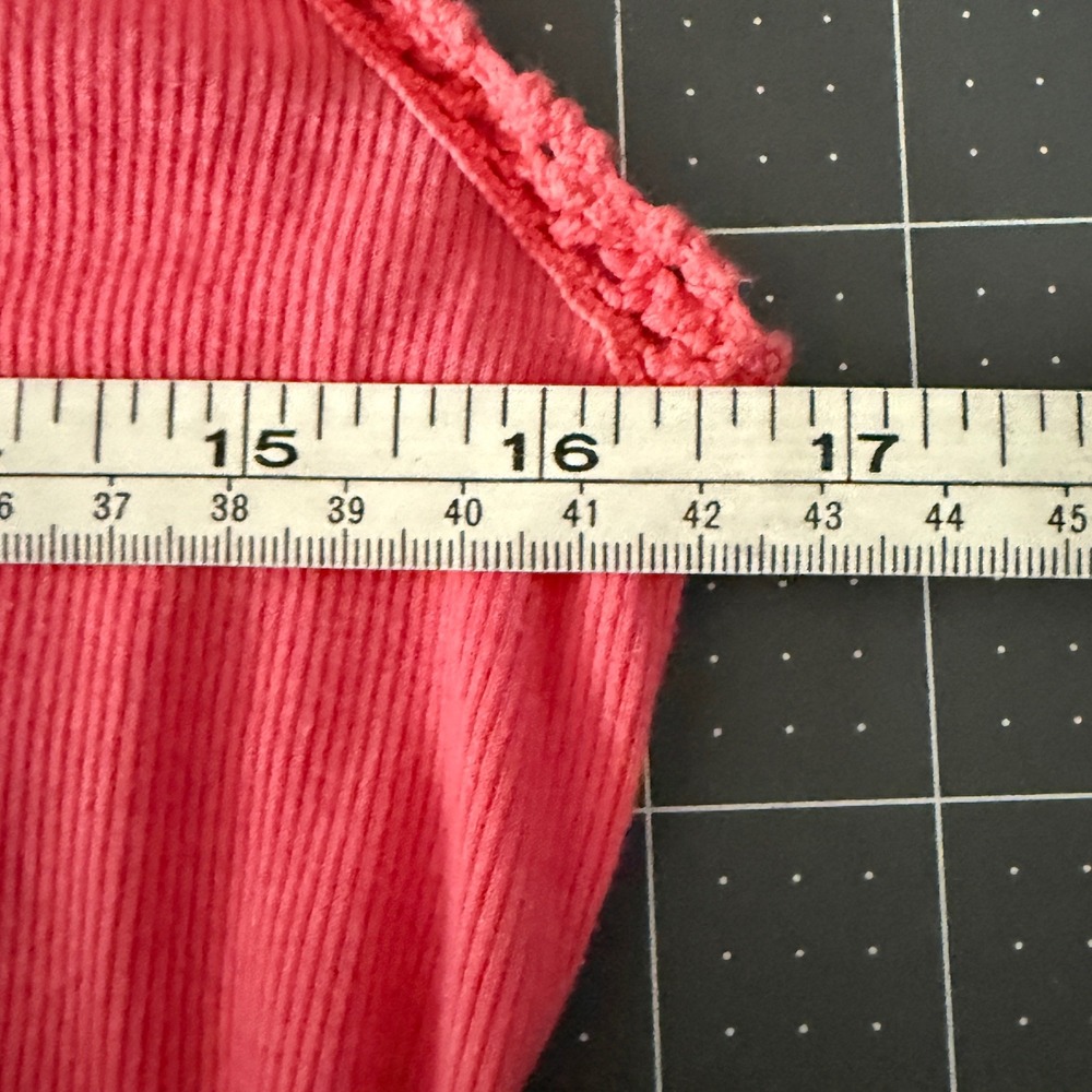 Y2K Elena Bella Pink Fairy Ribbed Henley Tank Crochet Trim Women Medium Layer - Picture 6 of 6